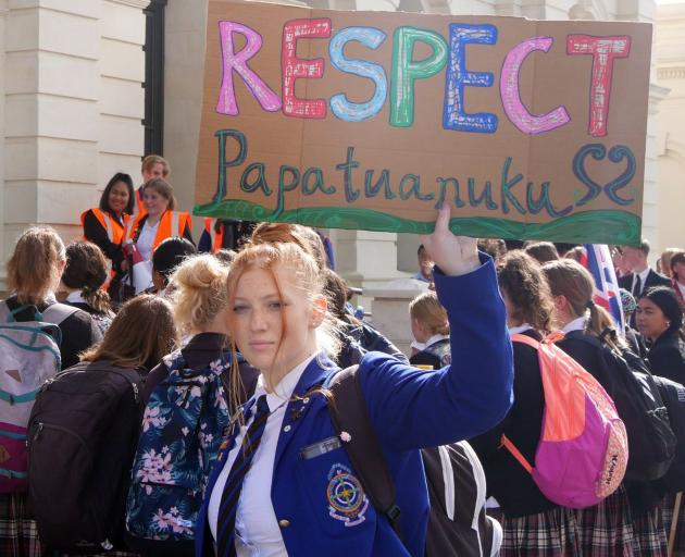 St Kevin’s College pupil Koru Barry (16) protests as part of the School Strike 4 Climate outside...