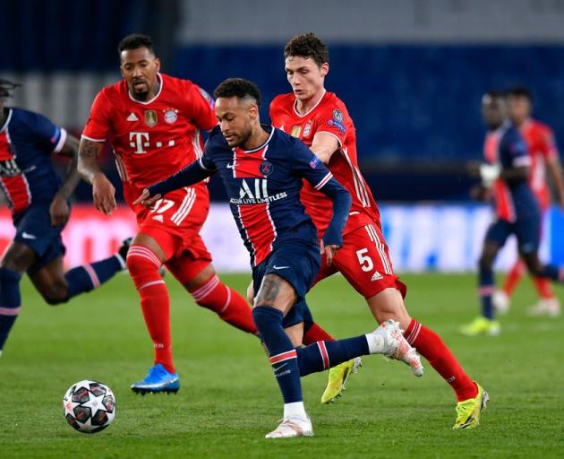 Neymar on the run for PSG against Bayern Munich yesterday. Photo: Getty Images