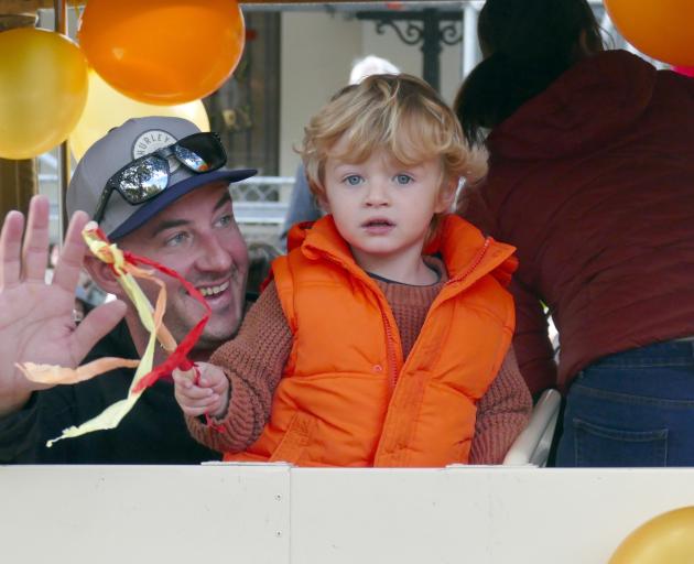 Jack Jones (2), of Arrowtown, takes part in his first Arrowtown Autumn Festival, in the BestStart...