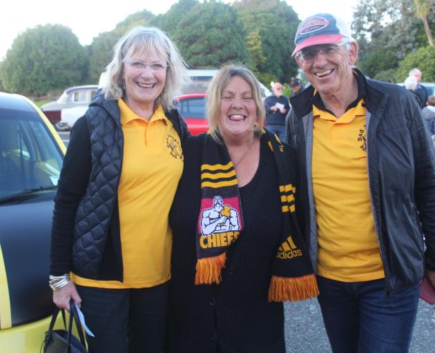Invercargill auction winner Donna Parker (centre) with team Bad Bananas drivers Barbara and...