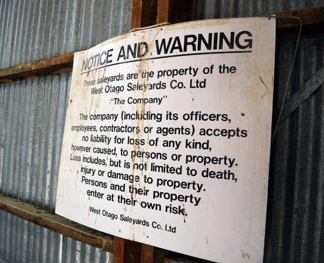 A warning sign in Heriot saleyards.