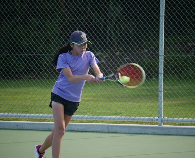 Aminah Ahmad (13), of Dunedin, keeps her eyes on the ball. PHOTOS: JESSICA WILSON