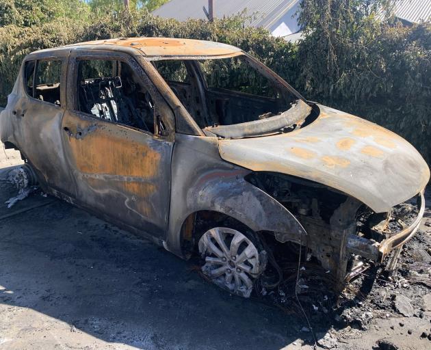 The fire caused major damage to property including this car. Photo: Supplied by Kylie Stewart