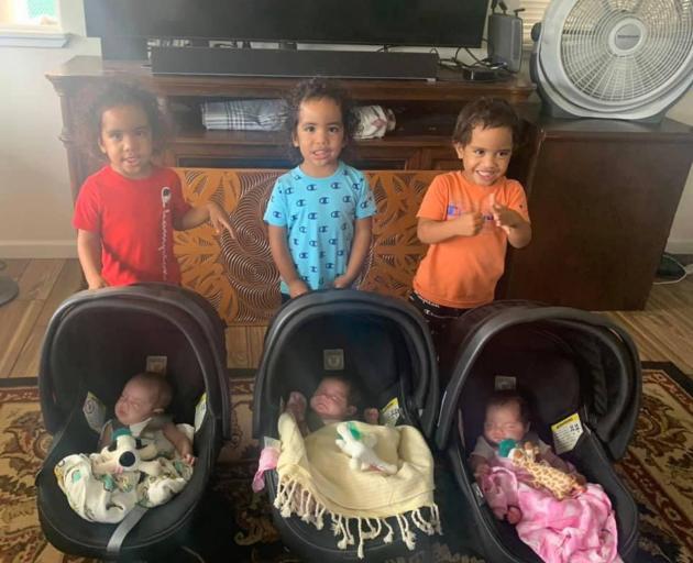The Magaoa triplets with their young cousins, the McCabe triplets. Photo / Supplied