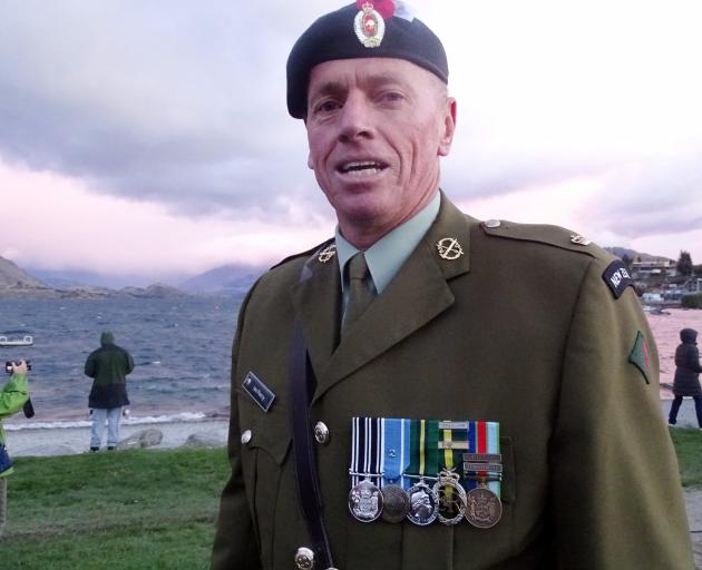 New Zealand Army reservist Major Ian Piercy, who conducted the Anzac Day dawn service at Wanaka....