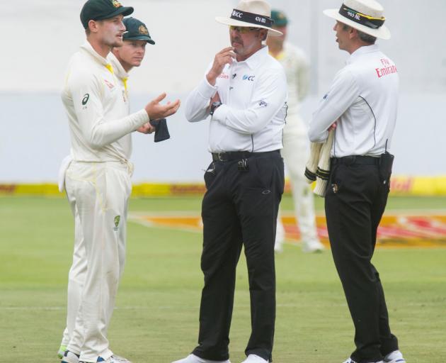 Cameron Bancroft was summoned for a chat to the umpires, but initially denied he had tampered...