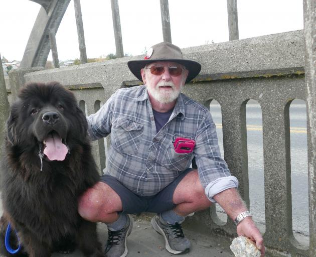 Graeme Blackmore, of Balclutha, holds a chunk of concrete from the Balclutha Bridge, which he...