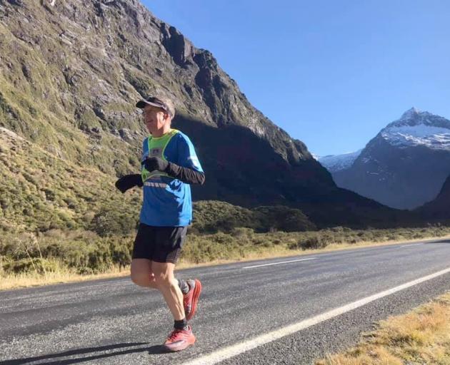 Ultra-marathon runner Glenn Sutton on his  580km run from Milford Sound to Mt Cook, as a...