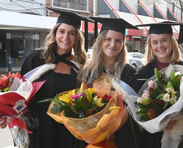 Graduating in law are (from left) Grace Brosnahan, Lucy Aitken and Annie Grimes (all 23),...
