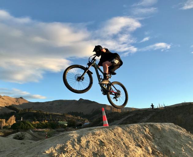 Ben Brokenshire riding on the mountain biking skills park in the Heathcote Valley. Photo: Grant...