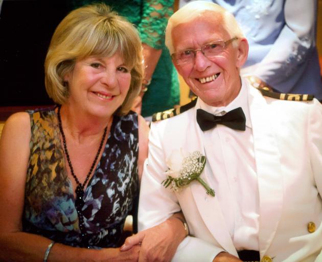 Bill Galer, with wife Lois, after renewing their vows for their golden wedding anniversary aboard Queen Elizabeth in 2014. PHOTO: SUPPLIED