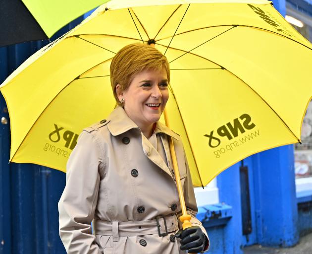 Scotland's First Minister Nicola Sturgeon campaigning in Dumfries on Monday. Photo: Reuters 