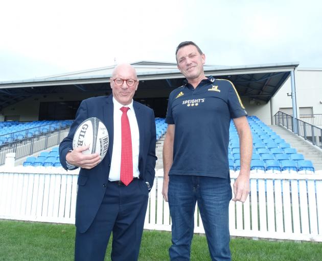 Queenstown Lakes Mayor Jim Boult (left) and Highlanders chief executive Roger Clark at Sir John...