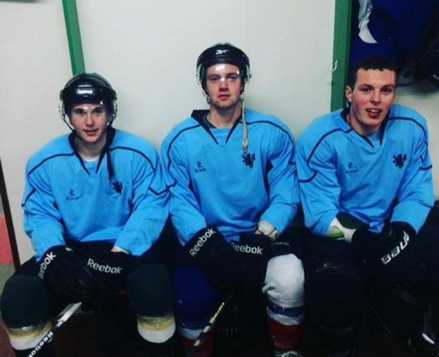 Phoenix Thunder players (from left) Dylan Devlin, Joe Orr, and Jacob Hurring after playing for...