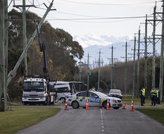 Four people died yesterday morning near Ashburton after a crash between a van and a truck. PHOTO:...