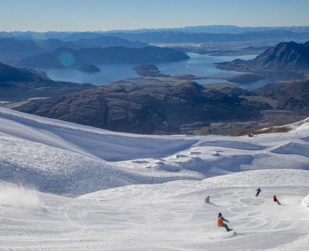 Treble Cone is famous for its spectacular panoramas over Lake Wanaka and the Southern Alps. Photo...