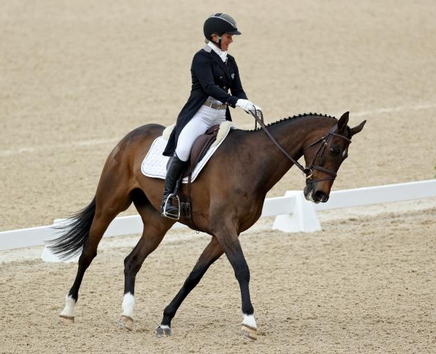 New Zealand eventer Jonelle Price and Grovine De Reve compete in the Kentucky three-day event in...