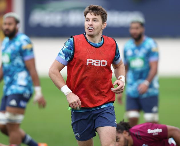 Beauden Barrett takes part in a Blues Super Rugby Trans-Tasman training session at Blues HQ in...