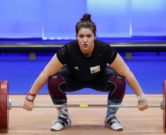 Belgian athlete Anna Vanbellinghen competes in the Women's +87 kg final on the last day of the...