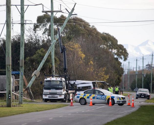 Four people died yesterday morning in Ashburton after a crash between a van and a truck. Photo: NZ Herald Four people died yesterday morning in Ashburton after a crash between a van and a truck. Photo: NZ Herald