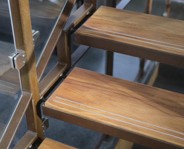 Aluminium strips embedded in the stair treads ensure a safe footing.