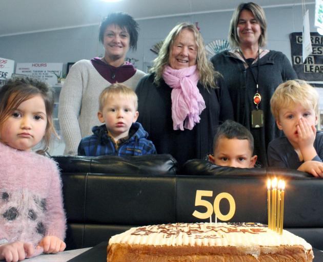 Celebrating Grasmere Kindergarten’s 50 years are (back from left) teacher Tracey Harris and...