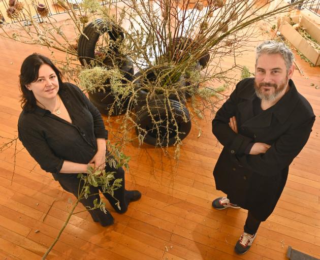 Christchurch artist Steve Carr and Estelle Flowers owner Jolene Wilkinson install In Bloom  at...