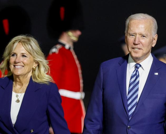 US President Joe Biden and first lady Jill Biden arrive at Cornwall Airport. Photo: Reuters 