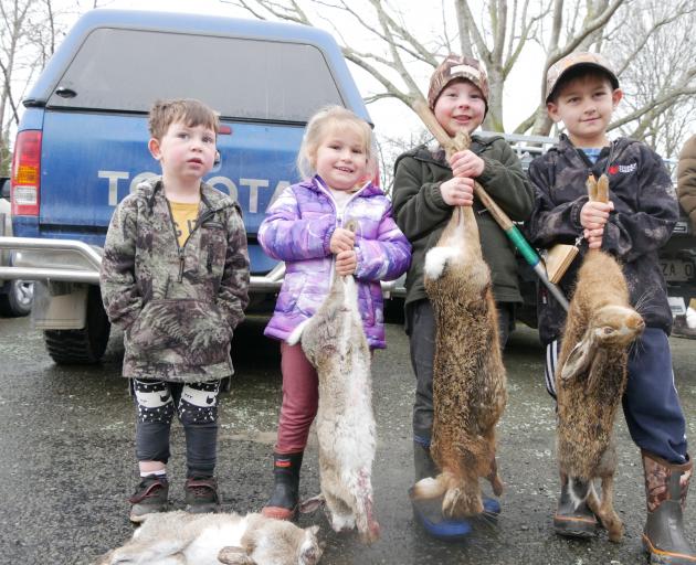 Family friends (from left) Alby Halkett (3), Ella Currie (3), Beau Halkett (5), and Archer Currie...