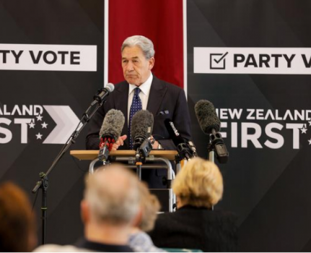New Zealand First leader Winston Peters campaigning at Ōrewa Community Centre in Auckland on 25...
