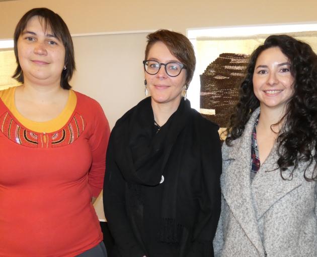 Making sense of bryozoans are (from left) Yuta Tamberg, Hannah Mello and Katerina Achilleos...