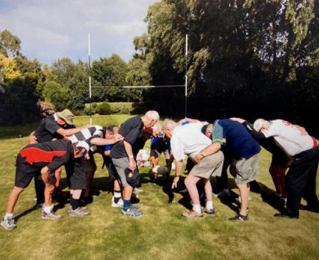 The Crushers put down a scrum at Dan Carter’s former home. Photo: Supplied