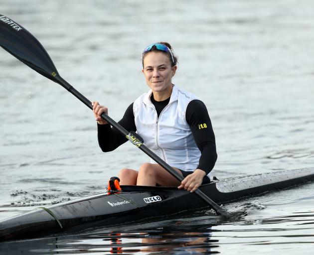 Two-time gold medallist Lisa Carrington trains on Lake Pupuke in Auckland last month on the day...