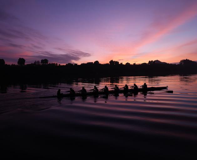 The New Zealand women’s eight makes an early start on Lake Karapiro last month on the day they...