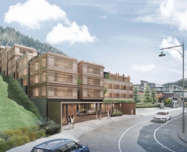  An artist's impression of the ''scaled-back'' hotel proposed for Shotover St. Photo: Supplied
