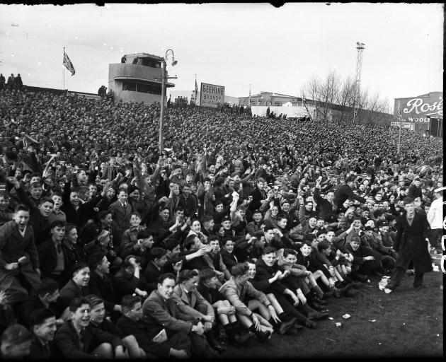 Crowds crammed into Carisbrook for the 1956 test. PHOTO: EVENING STAR FILES