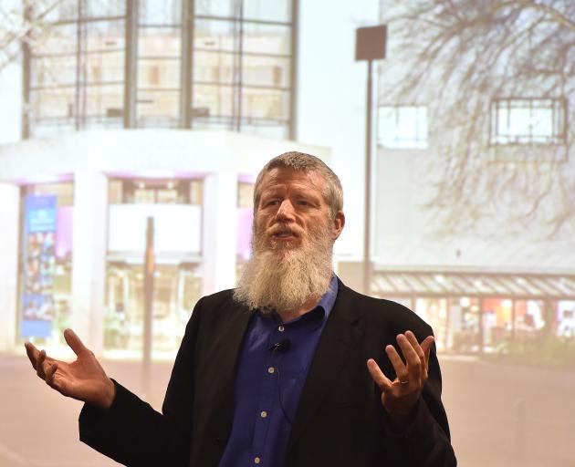 Climate Change Commission chairman Dr Rod Carr speaks in Dunedin yesterday. PHOTO: GREGOR RICHARDSON