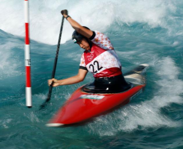 Jane Nicholas of Team Cook Islands competes during the Women's Canoe Slalom Heats. Photo: Getty Images