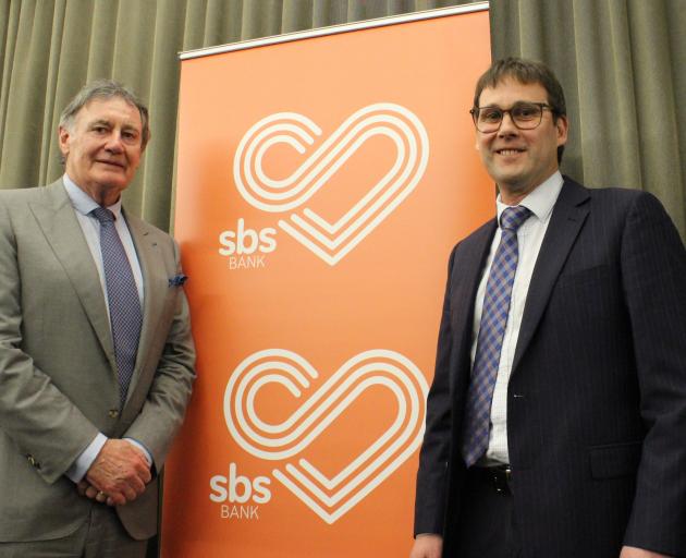 Former SBS board chairman John Ward (left) and incoming chairman Joe O'Connell attend the bank's...