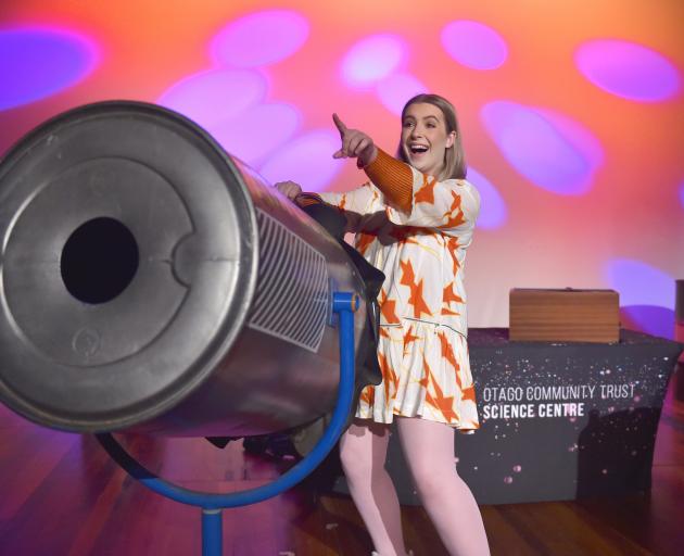 Bang! Science Show actor Bonnie Harrison gets into character during a rehearsal for the stage...