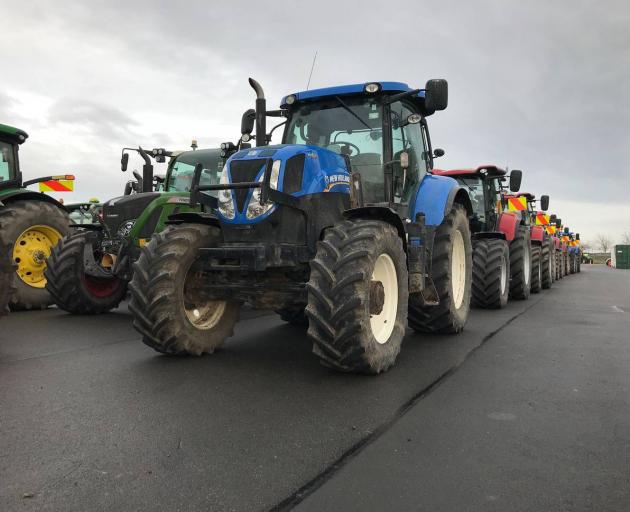 Farmers gather for the protest in Canterbury. Photo: Tim Cronshaw