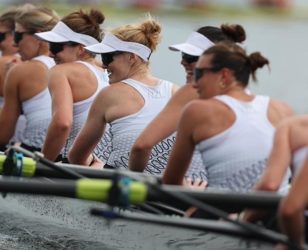 It was all smiles for the women's eight after they claimed a silver medal in Tokyo. Photo: Getty...