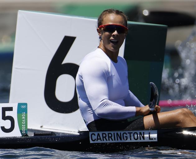 Lisa Carrington reacts after her victory in the K1 200m final. Photo: Reuters