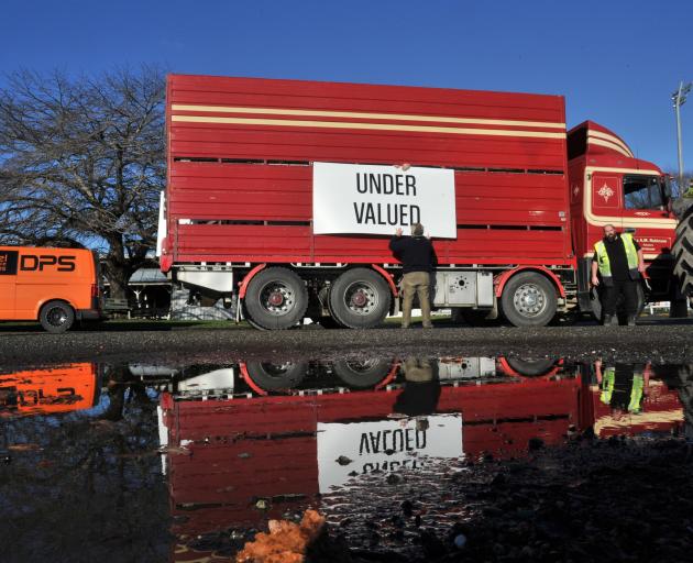 A truck parks up at a Groundswell protest at Gore last month. PHOTO: GERARD O’BRIEN
