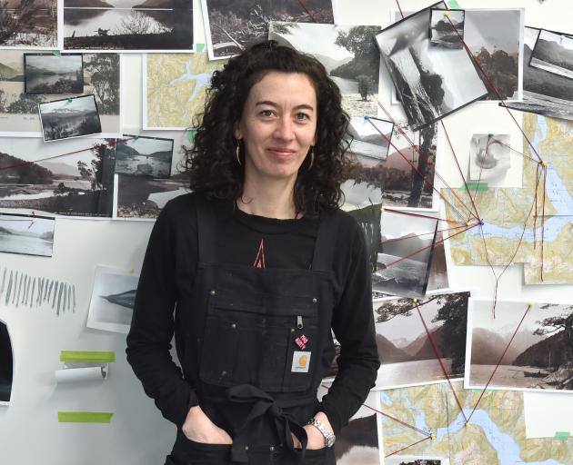 Bridget Reweti mapped out her photographic journey on the wall of the Frances Hodgkins Fellowship...