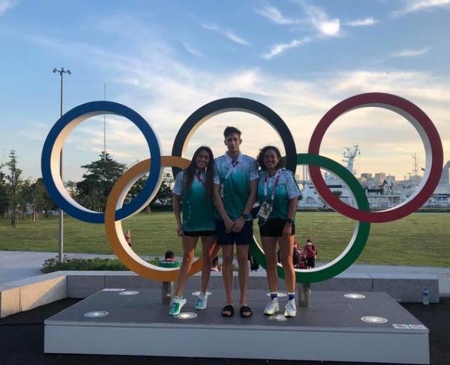 Kirsten Fisher-Marsters, Wesley Roberts and Jane Nicholas in Tokyo. Photo: Facebook/Cook Islands...