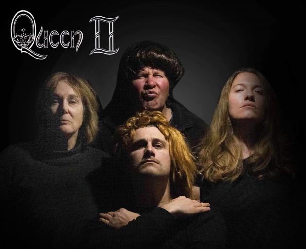 Re-enacting the Queen II album cover are (clockwise from left) Gillian Macleod, Roger Norton,...