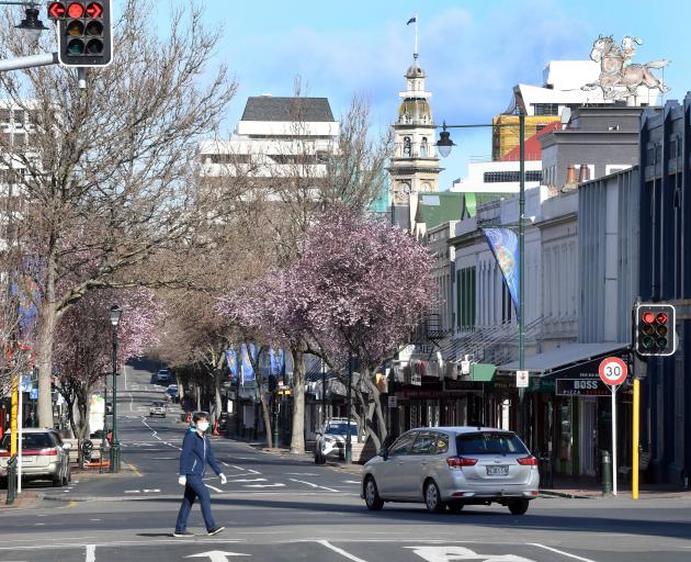 There was little activity in Dunedin’s George St at 12.30pm yesterday, as people followed...