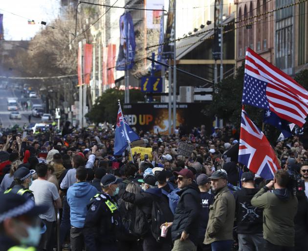 Thousands marched in Sydney against the state's Covid lockdown. Photo: Getty Images