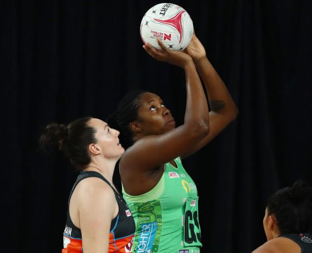 Former Southern Steel goal shoot Jhaniele Fowler shoots for the West Coast Fever this season on...